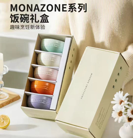 【摩登主妇】MONAZONE陶瓷米饭碗5个装 礼盒装